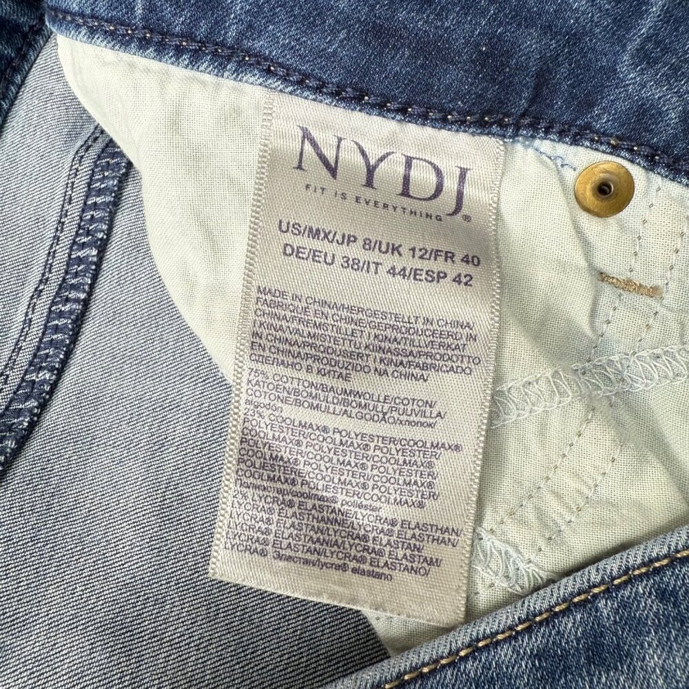 NYDJ Sheri Ankle Jeans Womens Size 8 Blue Light Wash Raw Hem Stretch Denim - Picture 11 of 11